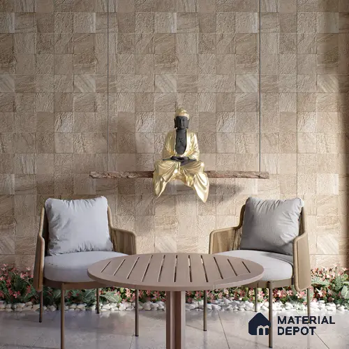 Stone Wall & Floor Tile TL 07667 B Iro Mud 5.24 ft x 2.6 ft Full Body Vitrified Matte Finish - 9 mm | 4 Random Design Suitable For Living Room, Bedroom, Bathroom