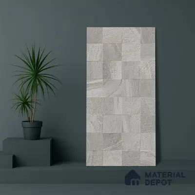 Stone Wall & Floor Tile TL 07667 C Iro Ash 5.24 ft x 2.6 ft Full Body Vitrified Matte Finish - 9 mm | 4 Random Design  Suitable For Living Room, Bedroom, Bathroom