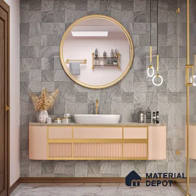 Stone Wall & Floor Tile TL 07667 C Iro Ash 5.24 ft x 2.6 ft Full Body Vitrified Matte Finish - 9 mm | 4 Random Design  Suitable For Living Room, Bedroom, Bathroom