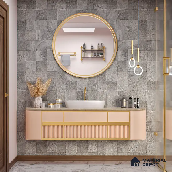 Stone Wall & Floor Tile TL 07667 C Iro Ash 5.24 ft x 2.6 ft Full Body Vitrified Matte Finish - 9 mm | 4 Random Design  Suitable For Living Room, Bedroom, Bathroom