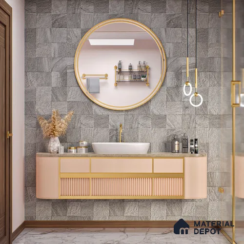 Stone Wall & Floor Tile TL 07667 C Iro Ash 5.24 ft x 2.6 ft Full Body Vitrified Matte Finish - 9 mm | 4 Random Design Suitable For Living Room, Bedroom, Bathroom
