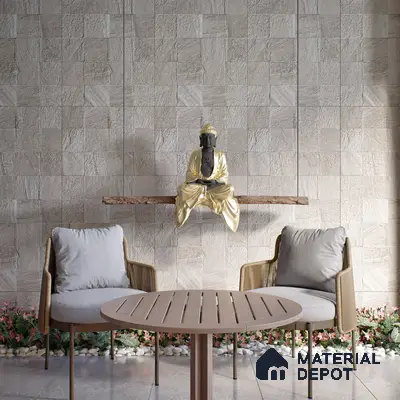 Stone Wall & Floor Tile TL 07667 C Iro Ash 5.24 ft x 2.6 ft Full Body Vitrified Matte Finish - 9 mm | 4 Random Design  Suitable For Living Room, Bedroom, Bathroom