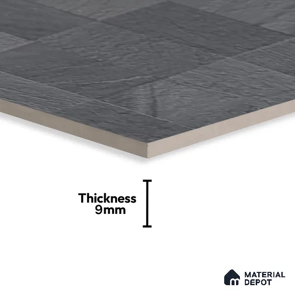 Stone Wall & Floor Tile TL 07667 D Iro Charcoal 5.24 ft x 2.6 ft Full Body Vitrified Matte Finish - 9 mm | 4 Random Design  Suitable For Living Room, Bedroom, Bathroom