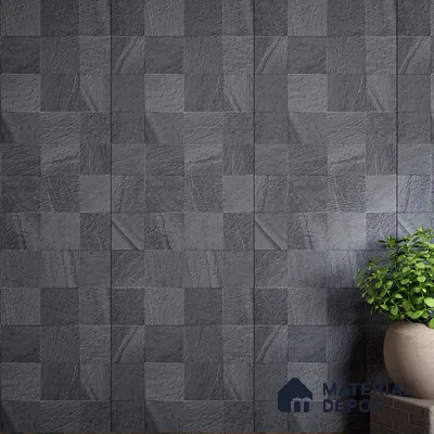 Stone Wall & Floor Tile TL 07667 D Iro Charcoal 5.24 ft x 2.6 ft Full Body Vitrified Matte Finish - 9 mm | 4 Random Design  Suitable For Living Room, Bedroom, Bathroom