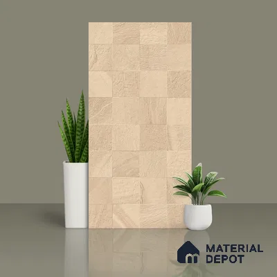 Stone Wall & Floor Tile TL 07667 Iro Clay 5.24 ft x 2.6 ft Full Body Vitrified Matte Finish - 9 mm | 4 Random Design  Suitable For Living Room, Bedroom, Bathroom