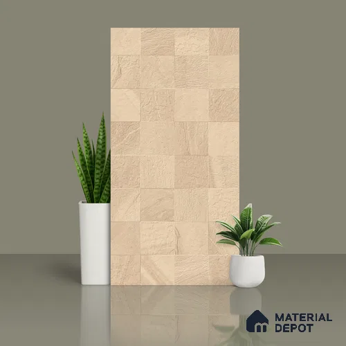 Stone Wall & Floor Tile TL 07667 Iro Clay 5.24 ft x 2.6 ft Full Body Vitrified Matte Finish - 9 mm | 4 Random Design  Suitable For Living Room, Bedroom, Bathroom