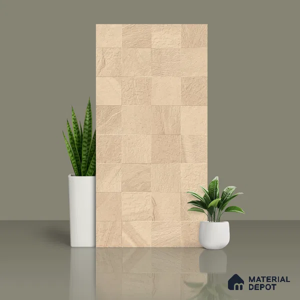 Stone Wall & Floor Tile TL 07667 Iro Clay 5.24 ft x 2.6 ft Full Body Vitrified Matte Finish - 9 mm | 4 Random Design Suitable For Living Room, Bedroom, Bathroom