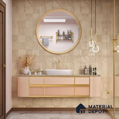 Stone Wall & Floor Tile TL 07667 Iro Clay 5.24 ft x 2.6 ft Full Body Vitrified Matte Finish - 9 mm | 4 Random Design  Suitable For Living Room, Bedroom, Bathroom