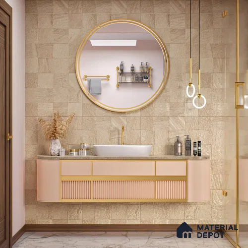 Stone Wall & Floor Tile TL 07667 Iro Clay 5.24 ft x 2.6 ft Full Body Vitrified Matte Finish - 9 mm | 4 Random Design  Suitable For Living Room, Bedroom, Bathroom