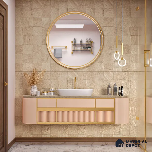 Stone Wall & Floor Tile TL 07667 Iro Clay 5.24 ft x 2.6 ft Full Body Vitrified Matte Finish - 9 mm | 4 Random Design Suitable For Living Room, Bedroom, Bathroom