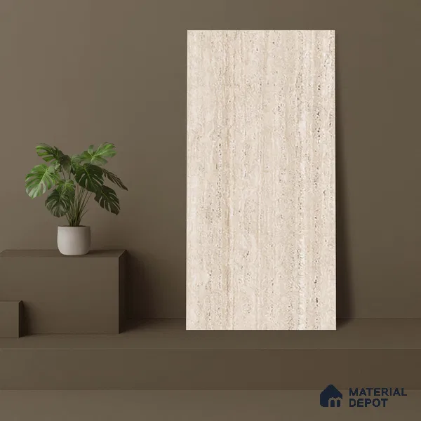 Stone Wall & Floor Tile TL 07470 Travertino Rome 4 ft x 2 ft Full Body Vitrified Matte Finish - 9 mm | Suitable For Living Room, Bedroom, Bathroom (Sample)