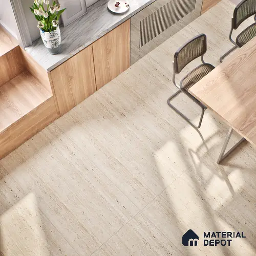 Marble Wall & Floor Tile TL 07470 Travertino Rome 4 ft x 2 ft Full Body Vitrified Matte Finish - 9 mm | Suitable For Living Room, Bedroom, Bathroom