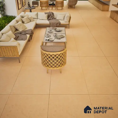 Stone Wall & Floor Tile TL 07676 Sunglow Yellow 4 ft x 2 ft Full Body Vitrified Matte Finish - 9 mm Suitable For Living Room, Bedroom, Bathroom