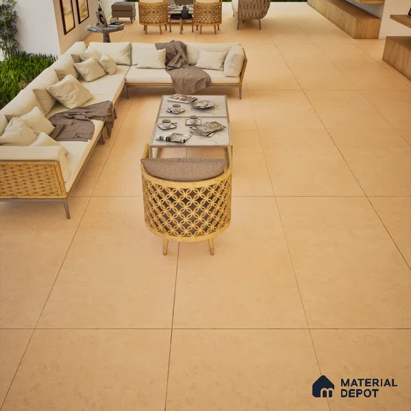 Stone Wall & Floor Tile TL 07676 Sunglow Yellow 4 ft x 2 ft Full Body Vitrified Matte Finish - 9 mm Suitable For Living Room, Bedroom, Bathroom