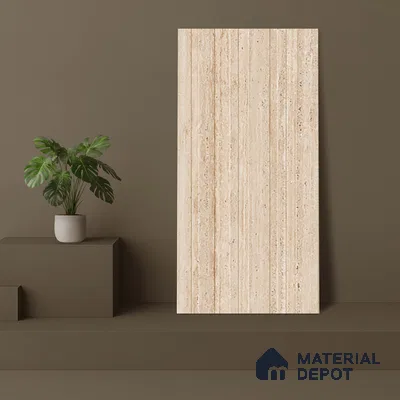 Stone Wall Tile TL 07471 B Travertino Honey Decor 4 ft x 2 ft Full Body Vitrified Matte Finish - 9 mm  Suitable For Living Room, Bedroom, Bathroom (Sample)
