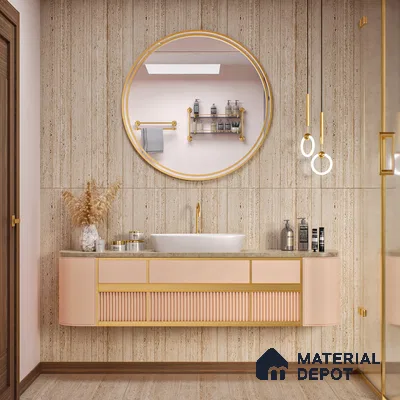 Stone Wall Tile TL 07471 B Travertino Honey Decor 4 ft x 2 ft Full Body Vitrified Matte Finish - 9 mm  Suitable For Living Room, Bedroom, Bathroom (Sample)