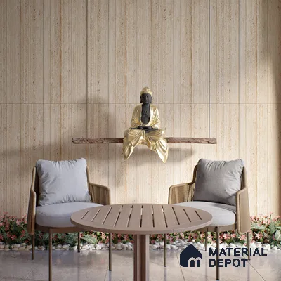 Stone Wall Tile TL 07471 B Travertino Honey Decor 4 ft x 2 ft Full Body Vitrified Matte Finish - 9 mm  Suitable For Living Room, Bedroom, Bathroom (Sample)
