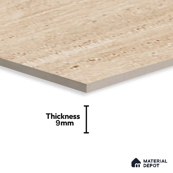 Stone Wall & Floor Tile TL 07471 Travertino Honey 4 ft x 2 ft Full Body Vitrified Matte Finish - 9 mm Suitable For Living Room, Bedroom, Bathroom (Sample)