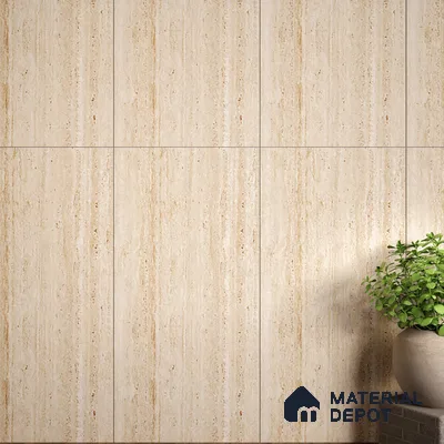 Stone Wall & Floor Tile TL 07471 Travertino Honey 4 ft x 2 ft Full Body Vitrified Matte Finish - 9 mm Suitable For Living Room, Bedroom, Bathroom (Sample)
