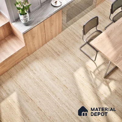 Stone Wall & Floor Tile TL 07471 Travertino Honey 4 ft x 2 ft Full Body Vitrified Matte Finish - 9 mm Suitable For Living Room, Bedroom, Bathroom (Sample)
