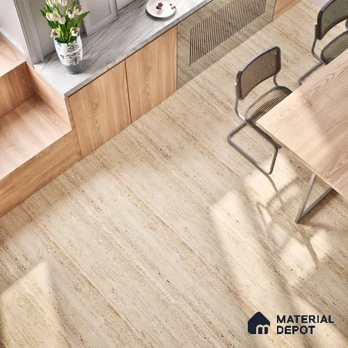 Marble Wall & Floor Tile TL 07471 Travertino Honey 4 ft x 2 ft Full Body Vitrified Matte Finish - 9 mm Suitable For Living Room, Bedroom, Bathroom