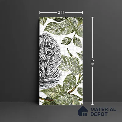 Faux Mosaic Mural Poster Wall Tile TL 07907 Sculpted Muse 4 ft x 2 ft Vitrified Glossy Punch Finish - 9 mm | Suitable For Living Room, Bedroom & Office
