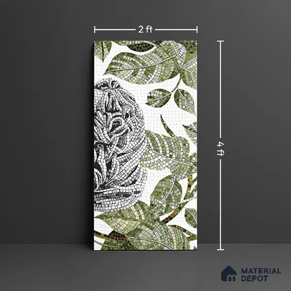 Faux Mosaic Mural Poster Wall Tile TL 07907 Sculpted Muse 4 ft x 2 ft Vitrified Glossy Punch Finish - 9 mm | Suitable For Living Room, Bedroom & Office