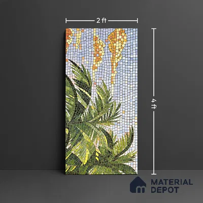 Faux Mosaic Mural Poster Wall Tile TL 07925 Palm Beach 4 ft x 2 ft Vitrified Glossy Punch Finish - 9 mm | Suitable For Living Room, Bedroom & Office