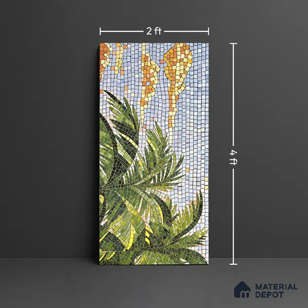 Faux Mosaic Mural Poster Wall Tile TL 07925 Palm Beach 4 ft x 2 ft Vitrified Glossy Punch Finish - 9 mm | Suitable For Living Room, Bedroom & Office