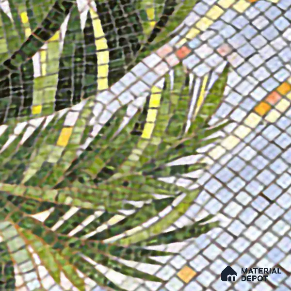 Faux Mosaic Mural Poster Wall Tile TL 07925 Palm Beach 4 ft x 2 ft Vitrified Glossy Punch Finish - 9 mm | Suitable For Living Room, Bedroom & Office