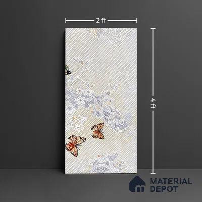 Faux Mosaic Mural Poster Wall Tile TL 07908 Butterfly 4 ft x 2 ft Vitrified Glossy Punch Finish - 9 mm | Suitable For Living Room, Bedroom & Office