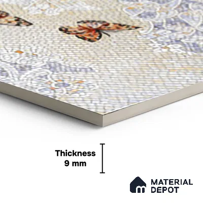 Faux Mosaic Mural Poster Wall Tile TL 07908 Butterfly 4 ft x 2 ft Vitrified Glossy Punch Finish - 9 mm | Suitable For Living Room, Bedroom & Office