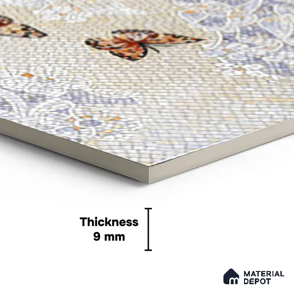 Faux Mosaic Mural Poster Wall Tile TL 07908 Butterfly 4 ft x 2 ft Vitrified Glossy Punch Finish - 9 mm | Suitable For Living Room, Bedroom & Office