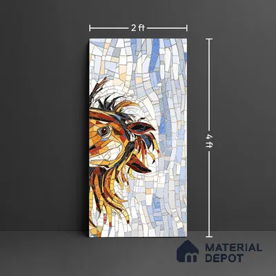 Faux Mosaic Mural Poster Wall Tile TL 07909 Racing Horse 4 ft x 2 ft Vitrified Glossy Punch Finish - 9 mm | Suitable For Living Room, Bedroom & Office