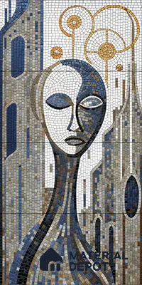 Faux Mosaic Mural Poster Wall Tile TL 07906 Urban Serenity 4 ft x 2 ft Vitrified Glossy Punch Finish - 9 mm | Suitable For Living Room, Bedroom & Office