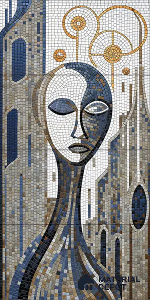 Faux Mosaic Mural Poster Wall Tile TL 07906 Urban Serenity 4 ft x 2 ft Vitrified Glossy Punch Finish - 9 mm | Suitable For Living Room, Bedroom & Office