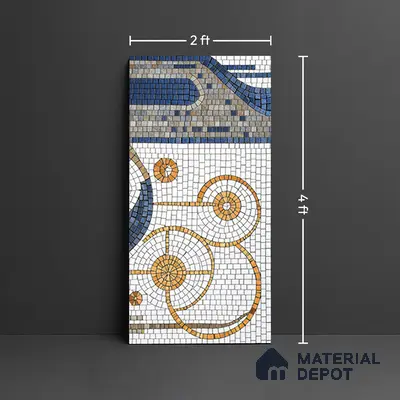 Faux Mosaic Mural Poster Wall Tile TL 07906 Urban Serenity 4 ft x 2 ft Vitrified Glossy Punch Finish - 9 mm | Suitable For Living Room, Bedroom & Office
