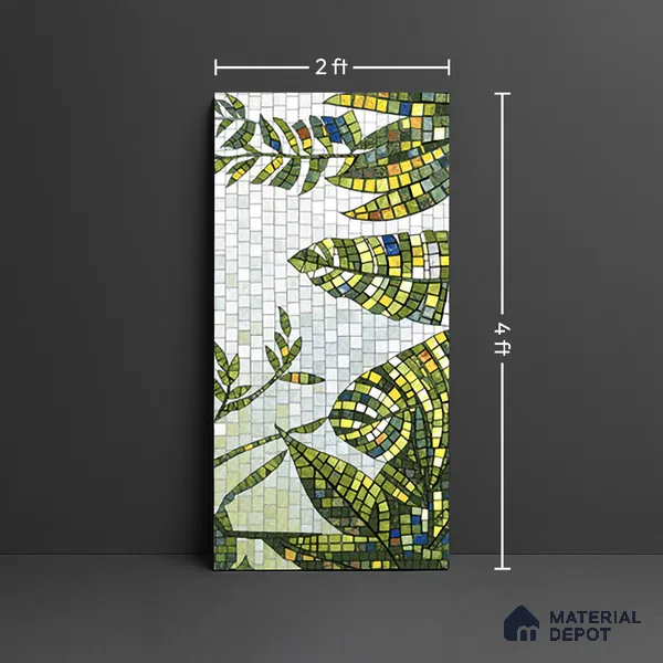 Faux Mosaic Mural Poster Wall Tile TL 07921 Rainforest 4 ft x 2 ft Vitrified Glossy Punch Finish - 9 mm | Suitable For Living Room, Bedroom & Office