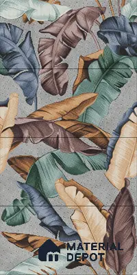 Faux Mosaic Mural Poster Wall Tile TL 07917 Tropical Leaf 4 ft x 2 ft Vitrified Glossy Punch Finish - 9 mm | Suitable For Living Room, Bedroom & Office