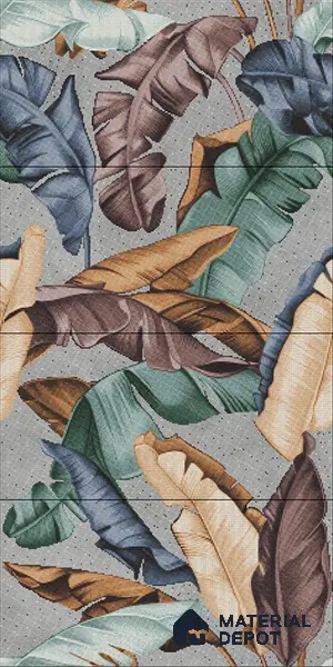Faux Mosaic Mural Poster Wall Tile TL 07917 Tropical Leaf 4 ft x 2 ft Vitrified Glossy Punch Finish - 9 mm | Suitable For Living Room, Bedroom & Office