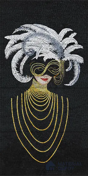 Faux Mosaic Mural Poster Wall Tile TL 07905 Midnight Masque 4 ft x 2 ft Vitrified Glossy Punch Finish - 9 mm | Suitable For Living Room, Bedroom & Office