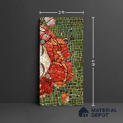 Faux Mosaic Mural Poster Wall Tile TL 07912 Lady Rose 4 ft x 2 ft Vitrified Glossy Punch Finish - 9 mm | Suitable For Living Room, Bedroom & Office