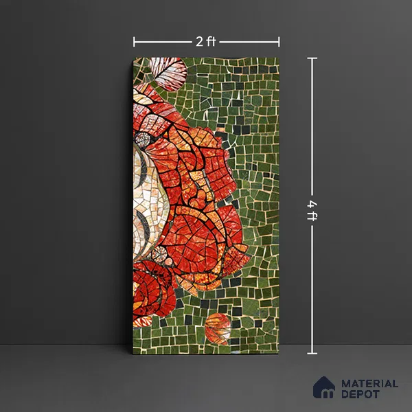 Faux Mosaic Mural Poster Wall Tile TL 07912 Lady Rose 4 ft x 2 ft Vitrified Glossy Punch Finish - 9 mm | Suitable For Living Room, Bedroom & Office