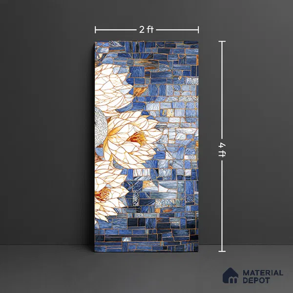 Faux Mosaic Mural Poster Wall Tile TL 07927 Elegant Swan 4 ft x 2 ft Vitrified Glossy Punch Finish - 9 mm | Suitable For Living Room, Bedroom & Office