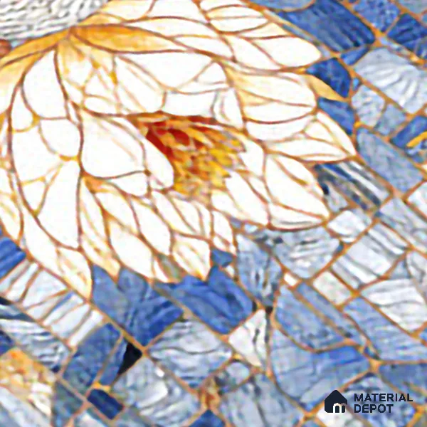 Faux Mosaic Mural Poster Wall Tile TL 07927 Elegant Swan 4 ft x 2 ft Vitrified Glossy Punch Finish - 9 mm | Suitable For Living Room, Bedroom & Office