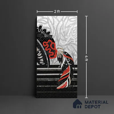Faux Mosaic Mural Poster Wall Tile TL 07904 Madam Mosaic 4 ft x 2 ft Vitrified Glossy Punch Finish - 9 mm | Suitable For Living Room, Bedroom & Office