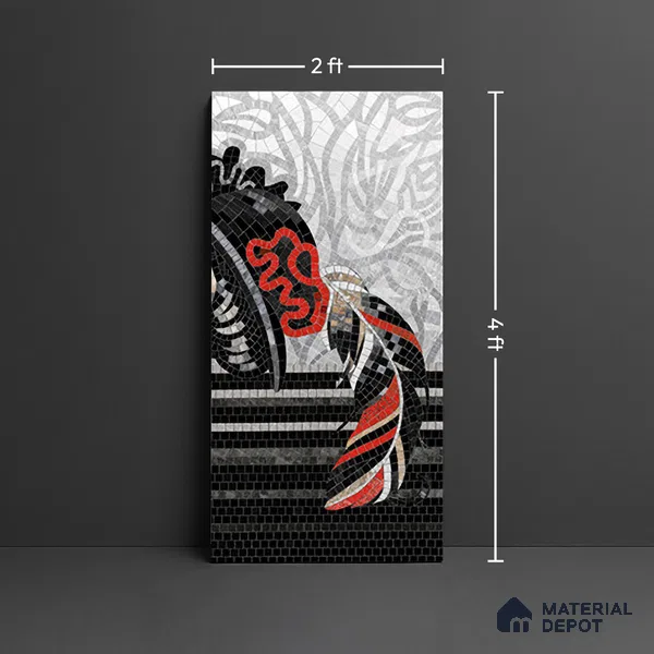 Faux Mosaic Mural Poster Wall Tile TL 07904 Madam Mosaic 4 ft x 2 ft Vitrified Glossy Punch Finish - 9 mm | Suitable For Living Room, Bedroom & Office