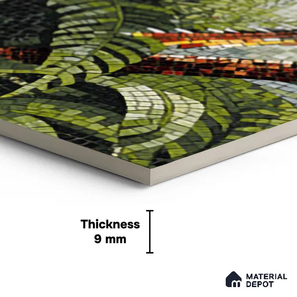 Faux Mosaic Mural Poster Wall Tile TL 07926 Forest Bird 4 ft x 2 ft Vitrified Glossy Punch Finish - 9 mm | Suitable For Living Room, Bedroom & Office