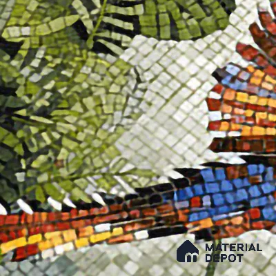 Faux Mosaic Mural Poster Wall Tile TL 07926 Forest Bird 4 ft x 2 ft Vitrified Glossy Punch Finish - 9 mm | Suitable For Living Room, Bedroom & Office