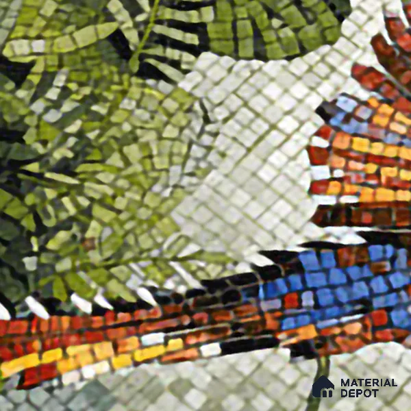Faux Mosaic Mural Poster Wall Tile TL 07926 Forest Bird 4 ft x 2 ft Vitrified Glossy Punch Finish - 9 mm | Suitable For Living Room, Bedroom & Office
